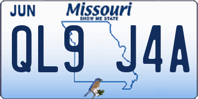 MO license plate QL9J4A