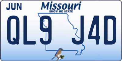 MO license plate QL9J4D