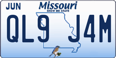 MO license plate QL9J4M