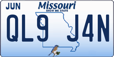 MO license plate QL9J4N