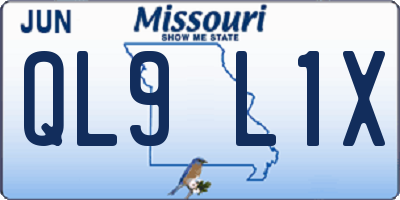 MO license plate QL9L1X