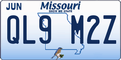 MO license plate QL9M2Z