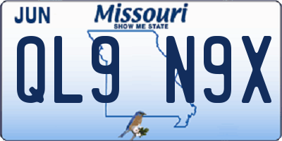 MO license plate QL9N9X