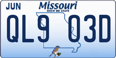 MO license plate QL9O3D