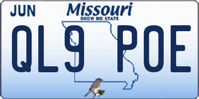 MO license plate QL9P0E