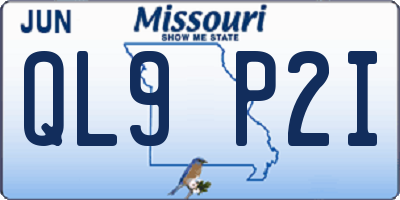 MO license plate QL9P2I