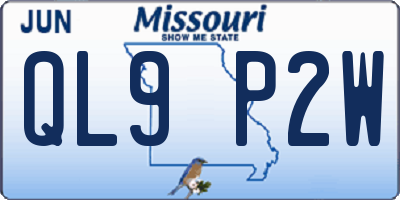 MO license plate QL9P2W