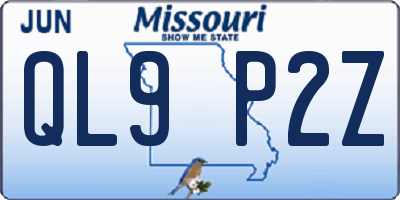 MO license plate QL9P2Z