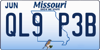 MO license plate QL9P3B