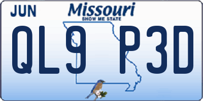 MO license plate QL9P3D