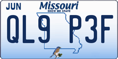 MO license plate QL9P3F