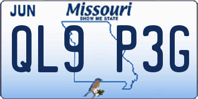 MO license plate QL9P3G