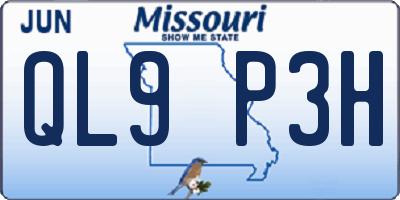 MO license plate QL9P3H