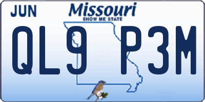 MO license plate QL9P3M