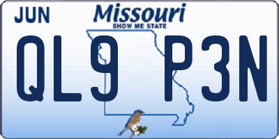 MO license plate QL9P3N