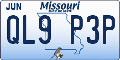 MO license plate QL9P3P