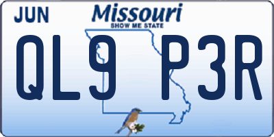 MO license plate QL9P3R