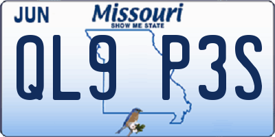 MO license plate QL9P3S