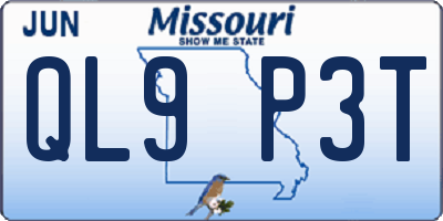 MO license plate QL9P3T