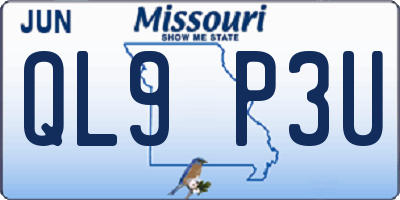 MO license plate QL9P3U