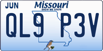 MO license plate QL9P3V