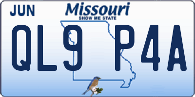 MO license plate QL9P4A