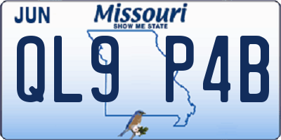 MO license plate QL9P4B