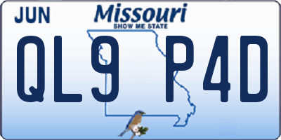 MO license plate QL9P4D