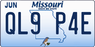 MO license plate QL9P4E