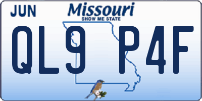 MO license plate QL9P4F