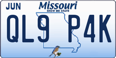 MO license plate QL9P4K