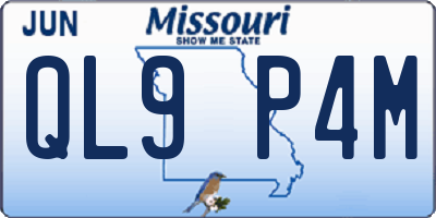 MO license plate QL9P4M