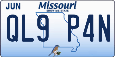 MO license plate QL9P4N