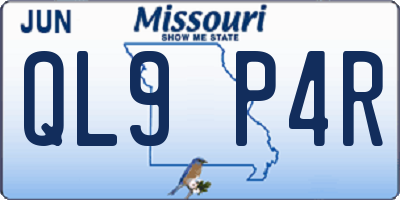 MO license plate QL9P4R