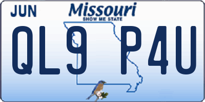 MO license plate QL9P4U