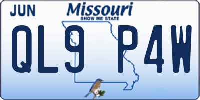 MO license plate QL9P4W