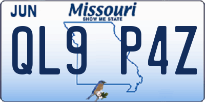 MO license plate QL9P4Z