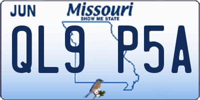 MO license plate QL9P5A