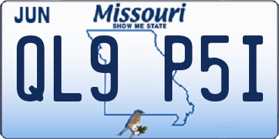 MO license plate QL9P5I