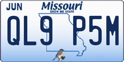 MO license plate QL9P5M