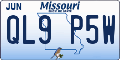 MO license plate QL9P5W