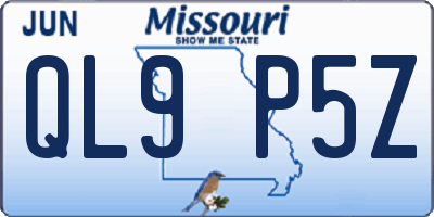 MO license plate QL9P5Z