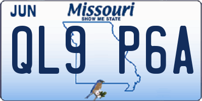MO license plate QL9P6A