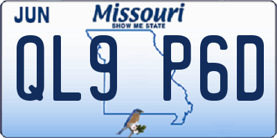 MO license plate QL9P6D