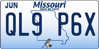 MO license plate QL9P6X