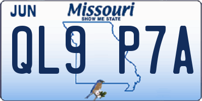 MO license plate QL9P7A