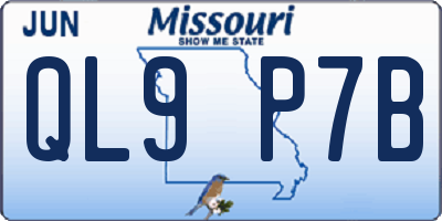 MO license plate QL9P7B