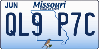 MO license plate QL9P7C
