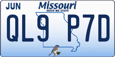 MO license plate QL9P7D