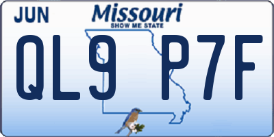MO license plate QL9P7F
